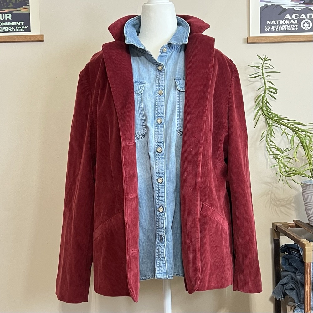 Academia Preppy Casual LL Bean Corduroy Blazer Women's 14 Lined 3 Buttons Cotton